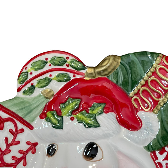 Fitz and Floyd Essentials Canapé Plate Christmas Bunny Blooms Holiday 9X8 - Picture 2 of 7